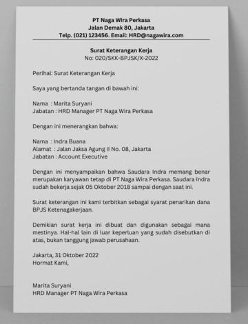 Contoh Surat Keterangan Kerja Untuk Berbagai Keperluan Atma