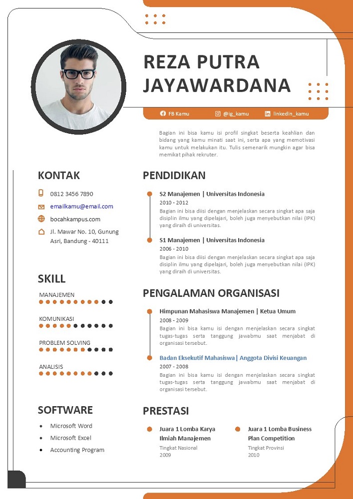 Contoh CV Fresh Graduate Jurusan Manajemen