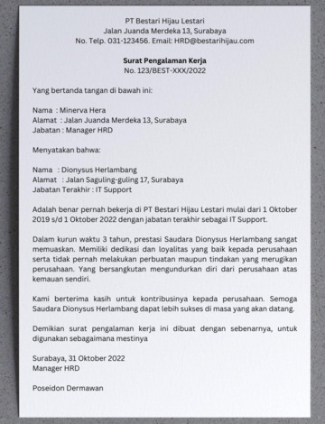 Surat Pengalaman Kerja