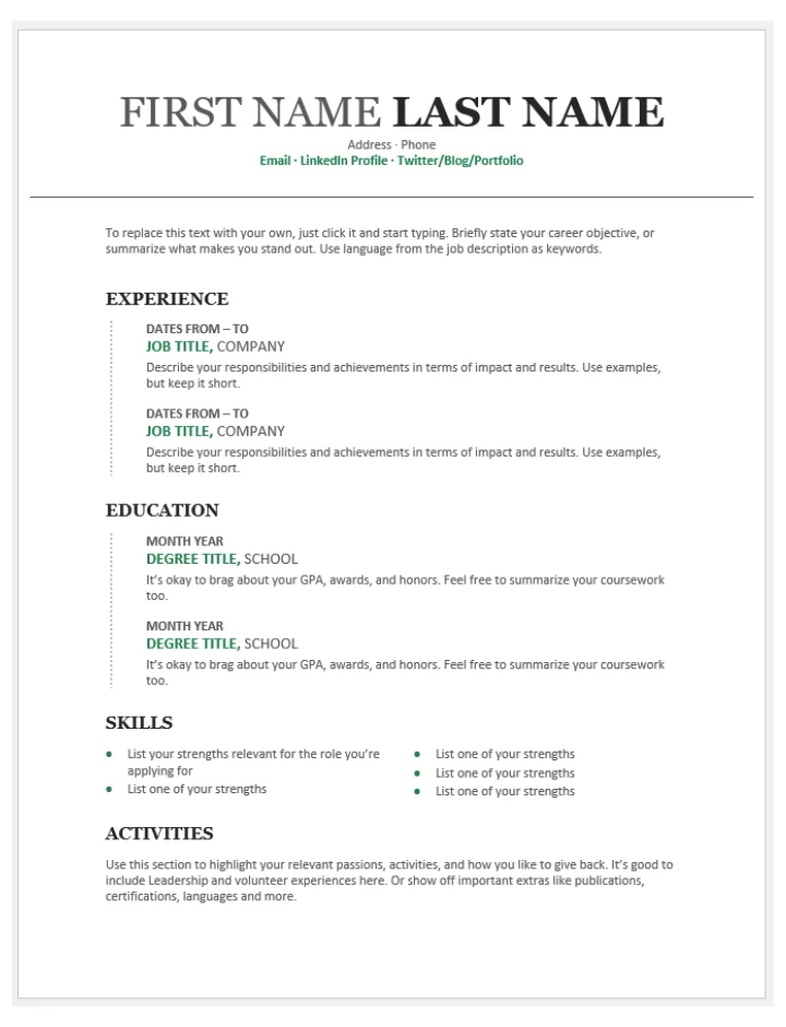 Contoh CV yang Dibuat di Microsoft Word 