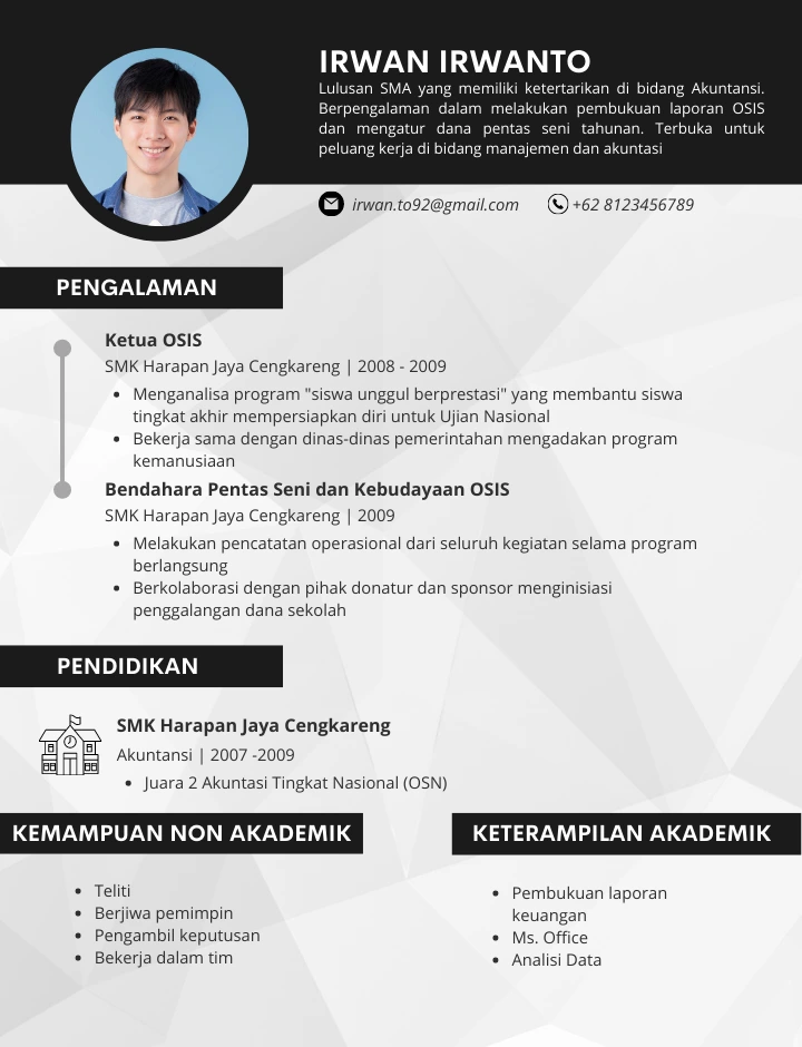 CV lulusan SMA Dalam Bahasa Indonesia 