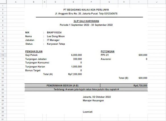 Cara Membuat Slip Gaji Karyawan Di Microsoft Word Dan Excel Atma 0880